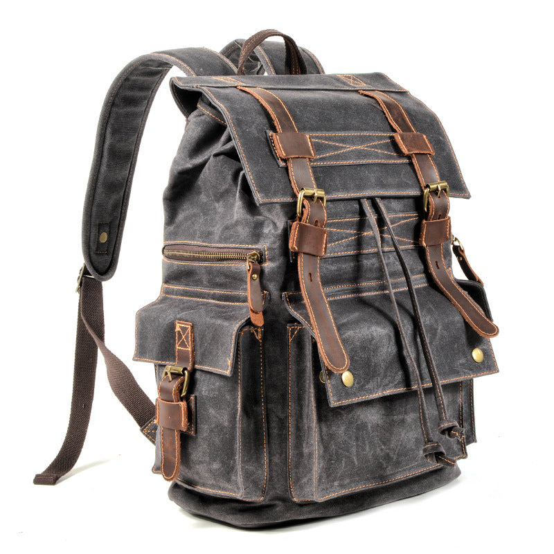 Waxed Canvas Hiking Backpack Waterproof Laptop Backpack School Rucksac –  Unihandmade