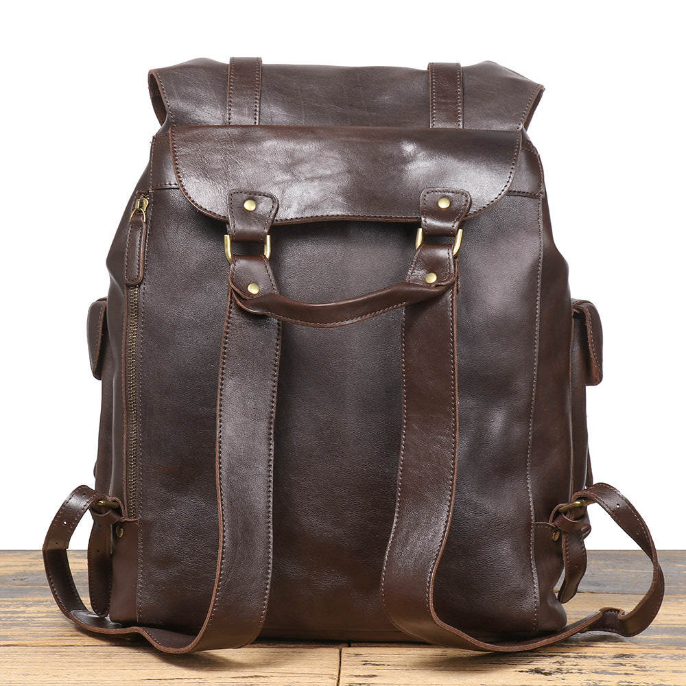 Full Grain Leather Backpack Men Travel Backpack Cool Backpacks