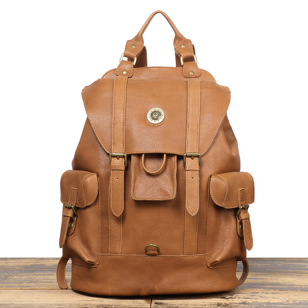 Full Grain Leather Backpack Men Travel Backpack Cool Backpacks