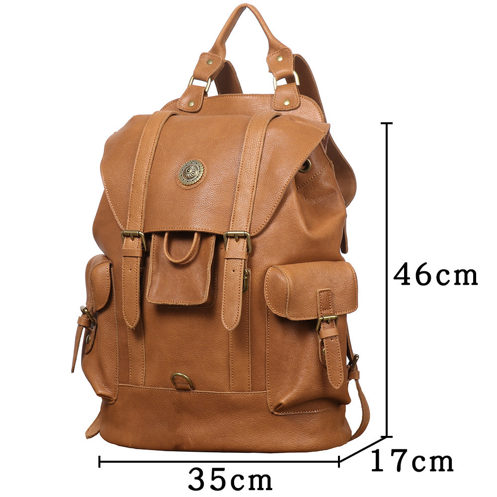 Full Grain Leather Backpack Men Travel Backpack Cool Backpacks