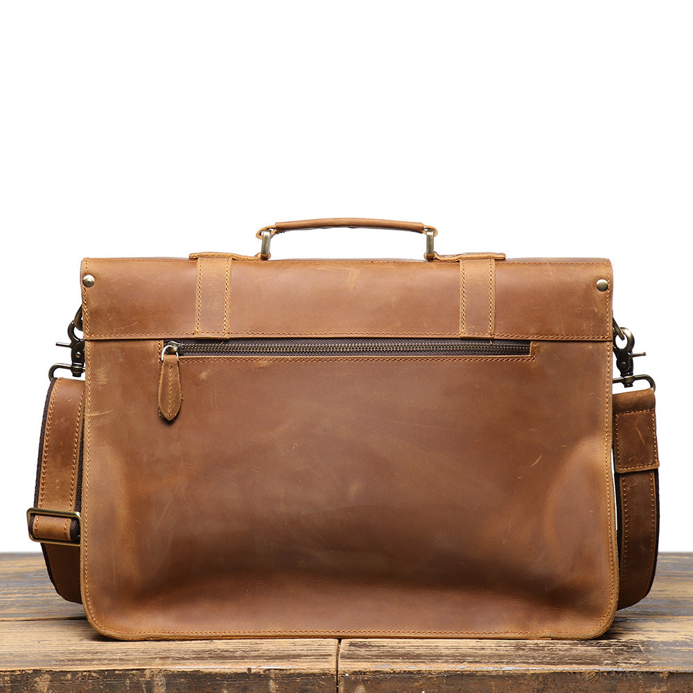 Full Grain Leather Laptop Bag, Men Briefcase Messenger Bag