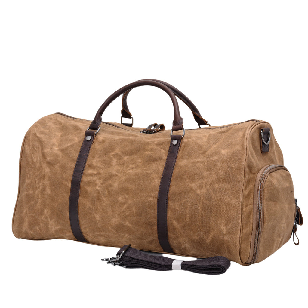 Water Proof Canvas Duffel Bag with Shoes Compartment Canvas Weekend Gym Bag