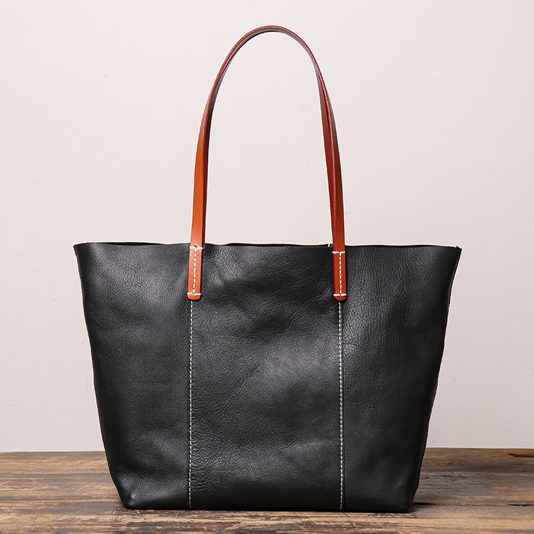 Full Grain Leather Tote Bag Women Leather Purse Leather Work Student Bag  T21017