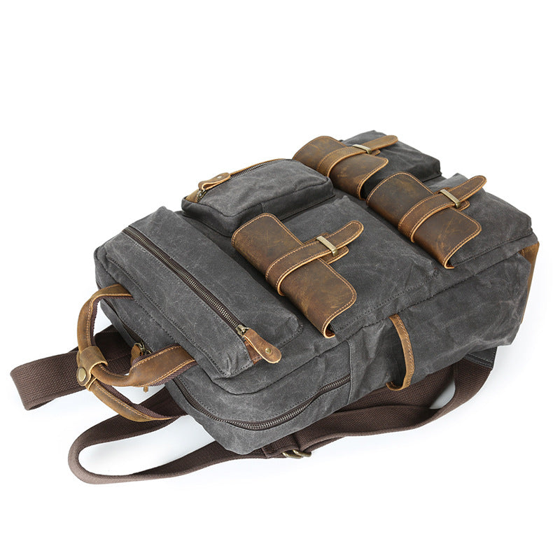 Backpacking Waxed Canvas Backpack Rucksacks Travel Backpack – Unihandmade